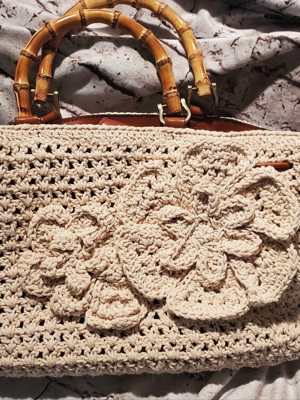 Patricia Nash Crochet Purse with Bamboo Handles